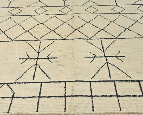 8x11 Moroccan Beige Hand Woven Wool Area Rug